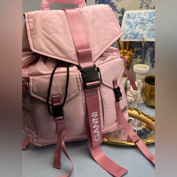 🆕 GANNI 🧿 NWT Recycled Tech Backpack, Bubblegum Pink - Picture 4 of 13